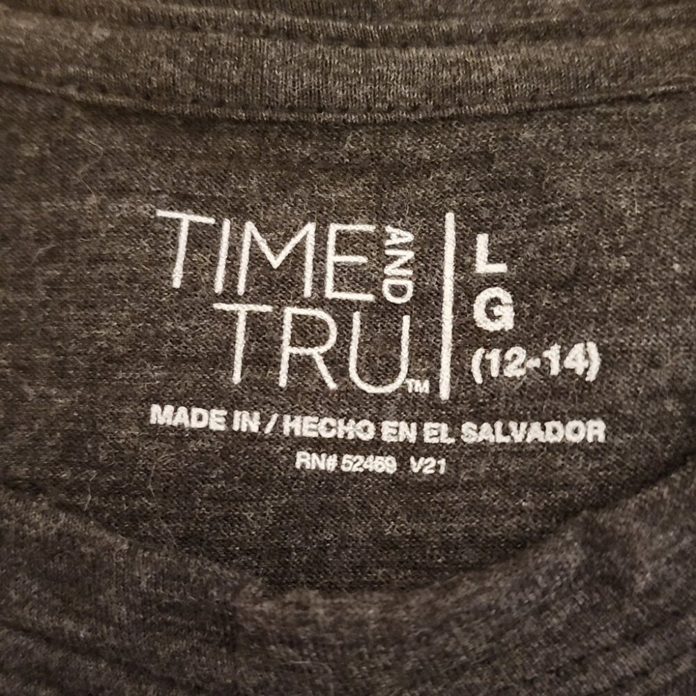Time and Tru Charcoal Gray T-Shirt Large - Picture 3 of 4